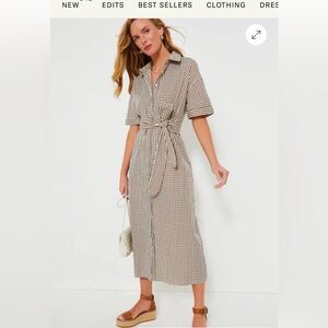Pomander Place Checkered Midi Shirt Dress